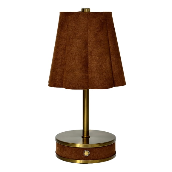 Home Decor Collection Sterling & Noble Home Brown Rounded Pleated Rechargeable Table Lamp