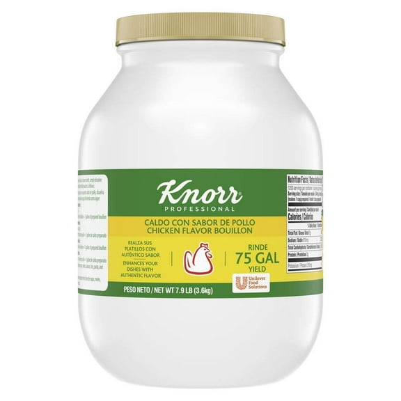 Knorr Professional Caldo de Pollo, Bouillon AIS1 with Chicken Flavor Granulated Bouillon as a Base, Marinade, Flavor Enhancer, Shelf Stable Convenience, 0g Trans Fat, 7.9 lb (Pack of 1)