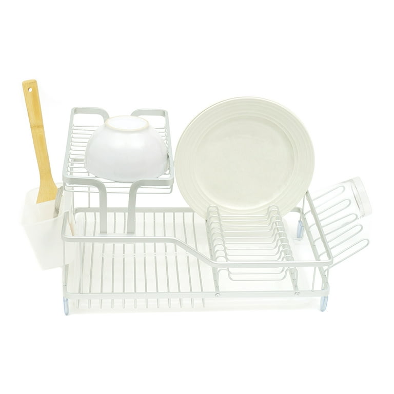 Michael Graves Design Deluxe Dish Rack with Gold Finish and Removable  Utensil Holder, Navy Blue/Gold, KITCHEN ORGANIZATION