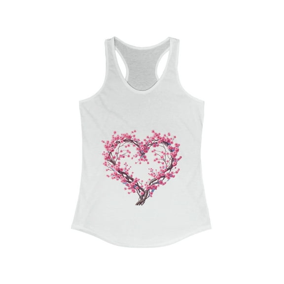 Japanese Cherry Blossom Heart Women's Tank Top - Floral Spring Shirt
