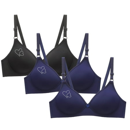Brondbend Wireless Bras for Women 3pcs Wireless Full Coverage Minimizer Adjustable Straps Smooth Lift Deep Cup Padded Everyday Bra Breathable Underoutfit Bra for Holiday Flash Deals Navy M