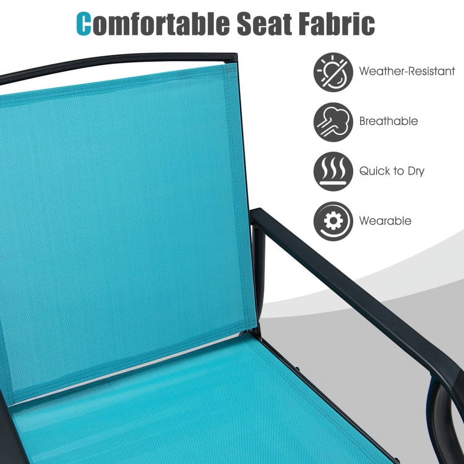 Aimee Lii Patio Conversation Sets, Double Swing Glider Rocker Chair Set with Glass Table, Turquoise