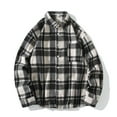 thumbnail image 2 of Iugvhana Mens Oversized Shirts Big and Tall Long Sleeve Button Down Lapel Cotton Plaid Shirt Tops Casual Loose Shirt Black#2 XL, 2 of 4