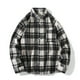 thumbnail image 1 of Blusa y camisa de manga larga con cuello vuelto para hombre, estilo informal, a cuadros, con bolsillos y botones, de licra, 1 of 4