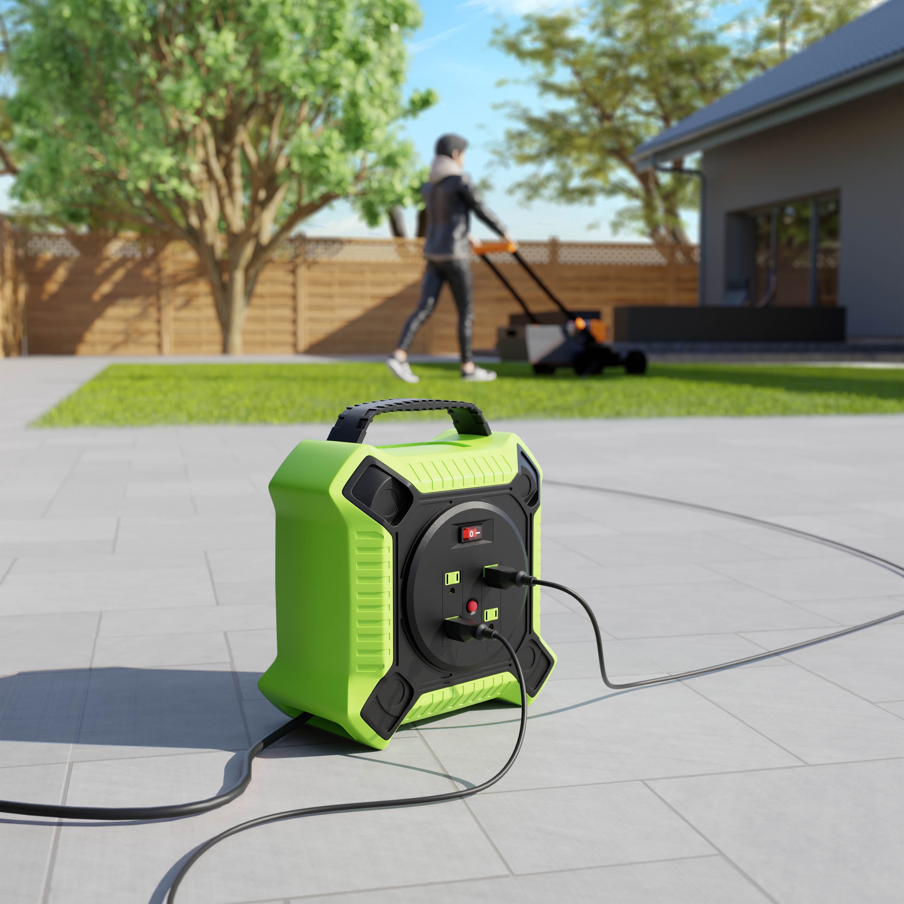 MutecPower 35ft Retractable Extension Cord, 4 Outlets, on/off Switch, 14AWGx3C SJTW