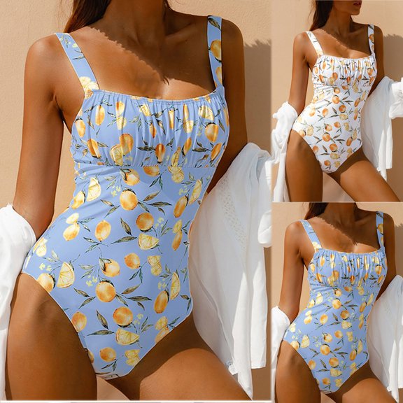 Jacenvly 2024 Womens One-Piece Swimsuit Clearance Quick Drying Women's New Fashion Splicing Swimsuit Casual Bikini Piece Swimsuit Multicolor Trendy Womens Swimwear Plus Size Blue