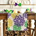 thumbnail image 3 of Purple Dahlia Floral Pinnata Mardi Gras Table Runner, Carnival Seasonal Kitchen Dining Table Decoration for Home Party Decor 13x72 Inch, 3 of 6