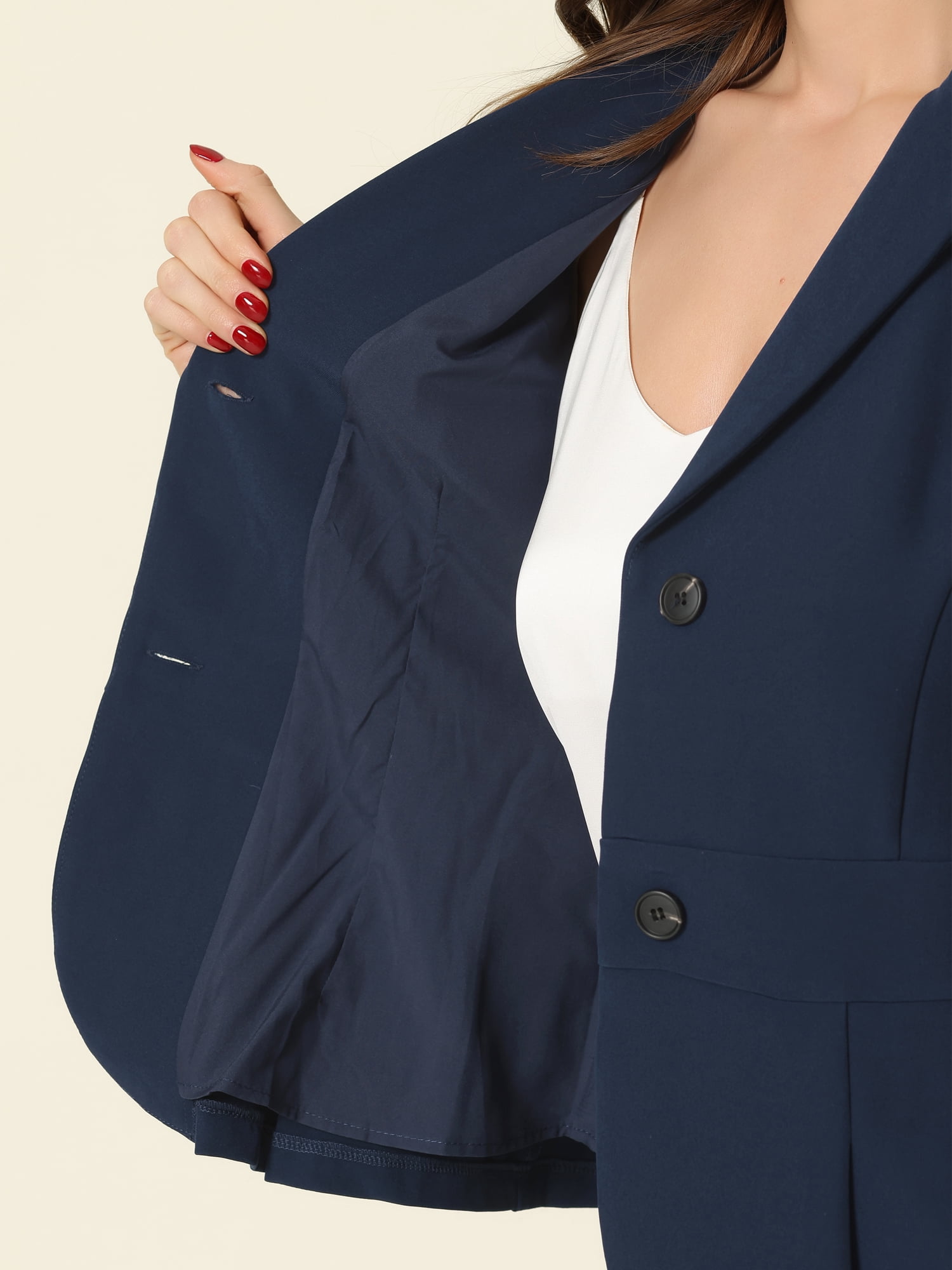 DARING DIVA Women's Peplum Blazer Pencil Skirt 2 Pcs Suit Set 3XL Navy