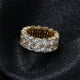 thumbnail image 3 of Anillo solitario de circonita cúbica yuxing 2 filas estilo Hip hop color dorado plateado con dije helado 9, 3 of 5