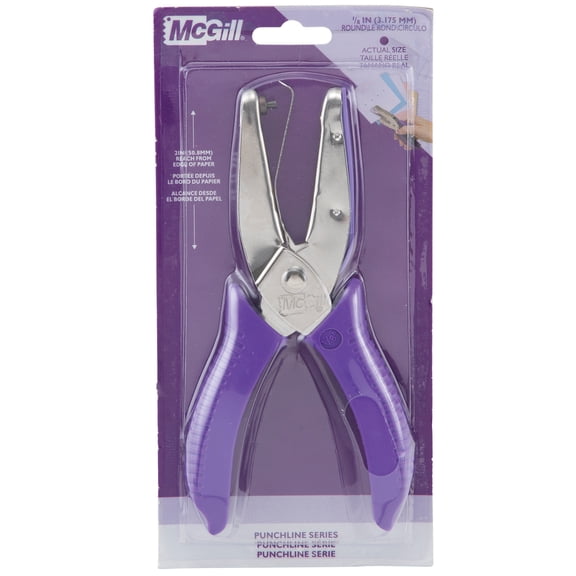 McGill Punchline Single-Hole Round Paper Punch, 1/8 in Hole, 2 in Reach