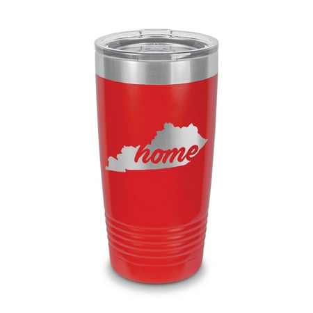 

Kentucky Home Tumbler 20 oz - Laser Engraved w/ Clear Lid - Stainless Steel - Vacuum Insulated - Double Walled - Travel Mug - state shaped ky love - Red