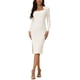 thumbnail image 1 of Vestido de suéter midi ajustado de punto acanalado de manga larga con escote cuadrado para mujer INSPIRE CHIC XL Blanco, 1 of 6