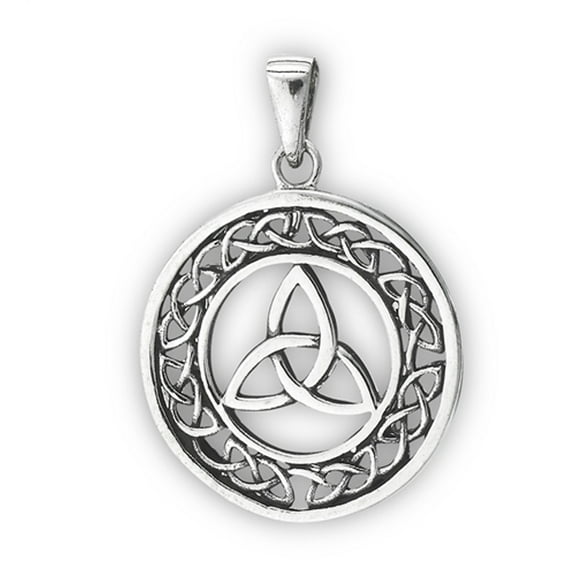 Trinity Triquetra Pendant .925 Sterling Silver Circle Celtic Endless Infinity Charm Jewelry Female