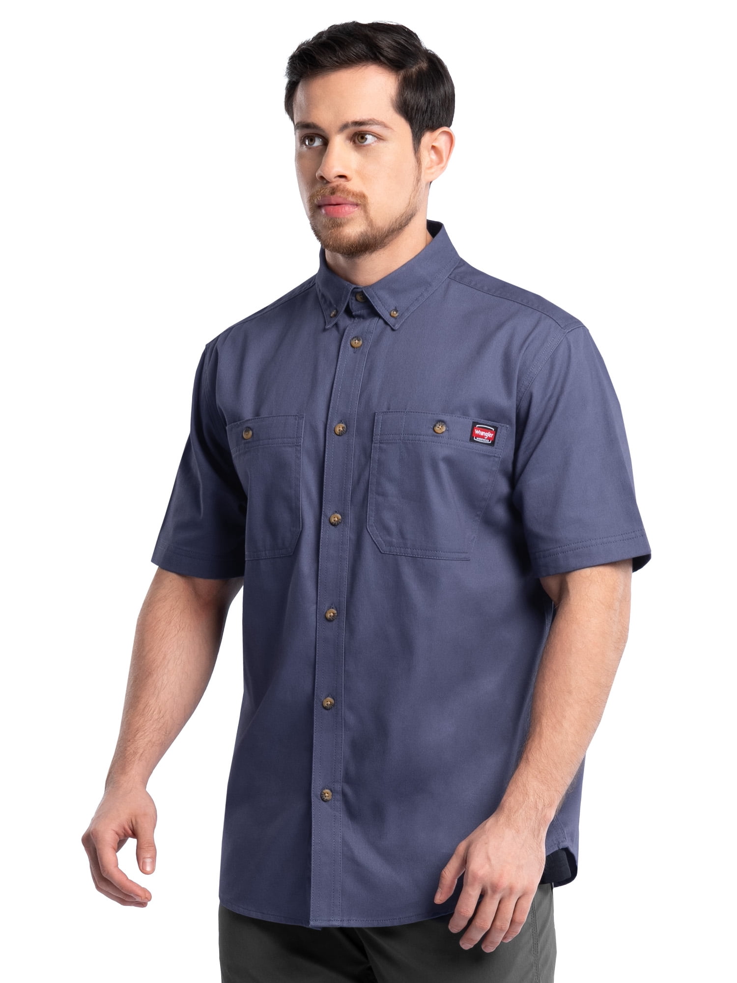Wrangler Workwear Men’s Short Sleeve Durable Twill Pen Pocket Work Shirt, size S-3XL
