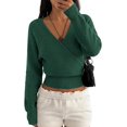 thumbnail image 3 of BTFBM Wrap Cross Ribbed Knit Cropped Sweaters for Women | V Neck Cozy Sweater With Safe Snap,Long Sleeve Fall Clothes Winter Clothing,Holiday Outfits, 3 of 10
