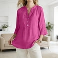 thumbnail image 6 of Fewfanhot Womens Tops 3/4 Sleeve V Neck Chiffon Dressy Casual Shirts Business Work Office Tunic Tops, 6 of 7