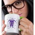 thumbnail image 2 of 3drose, Glamorous Underwater Turtle in Shades of Purple, 11oz Two-tone Green Mug, 2 of 6
