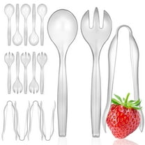 18 Count Disposable Serving Utensils, Clear Plastic Serving Utensils Set for Catering Weddings, Holiday Parties, and More, Disposable Serving Spoons for Buffet, Party Utensils, Stock Your Home
