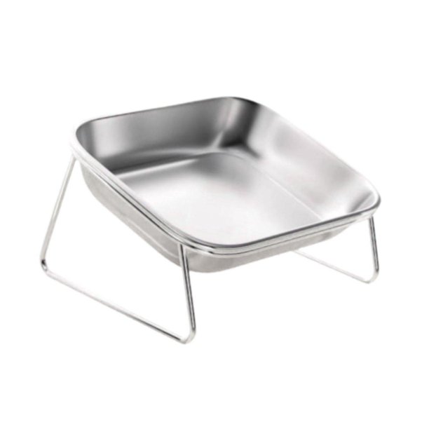 Comedero para gatos, comedero para mascotas desmontable y portátil acero inoxidable con inclinación 15 degree para mascotas pequeñas, gatos y