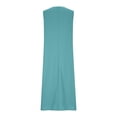 thumbnail image 4 of YueHuiYing Women Cute Sleeveless Ruffled Deep V Neck Dresses Cotton Linen Dress for Summer Casual Shift Dress, 4 of 7