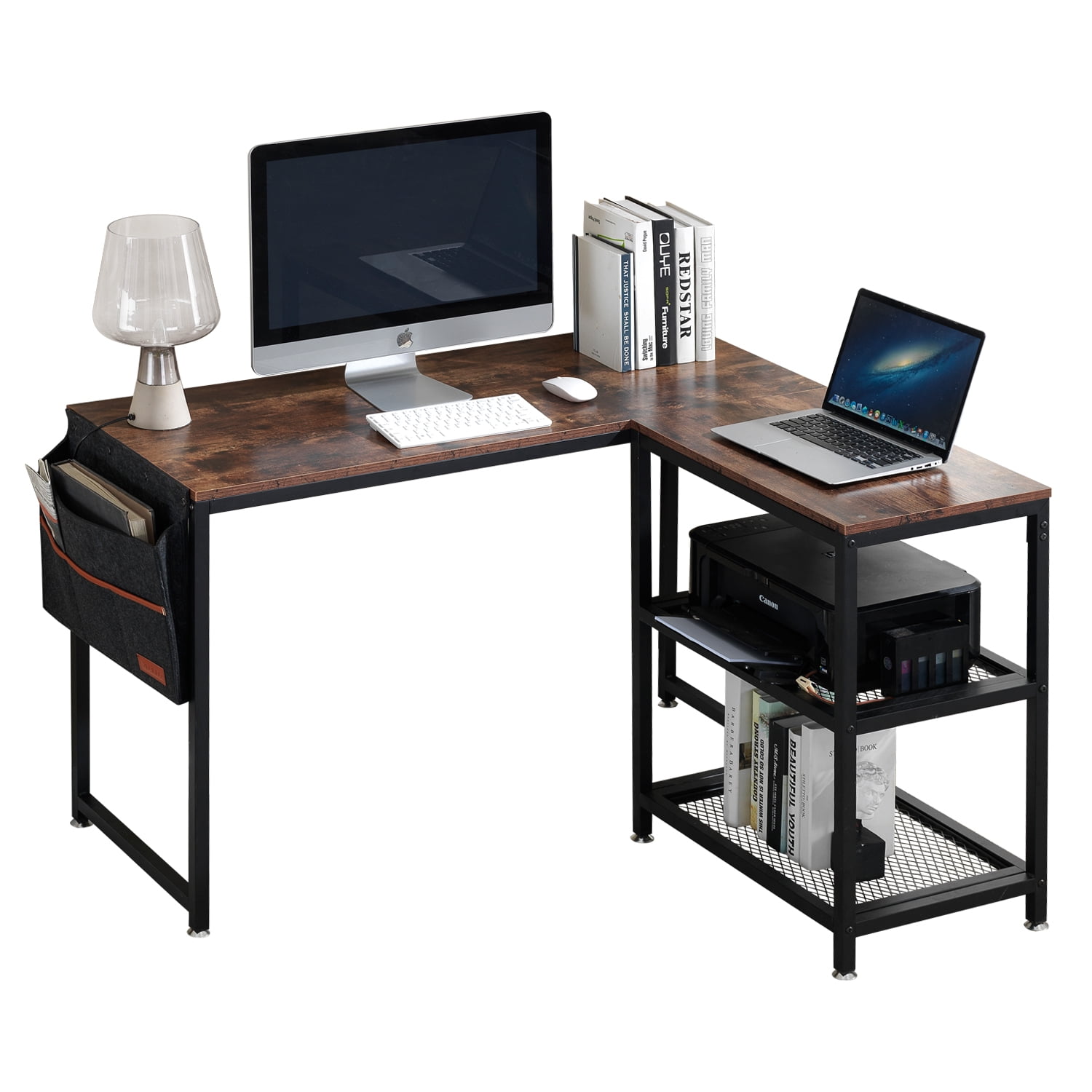 L Shaped Computer Corner Desk With, L Shaped Office Desk With Side Storage