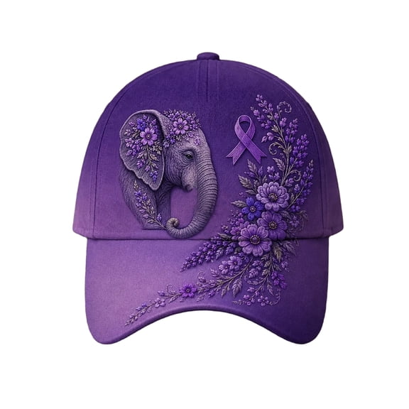 Alzheimers Awareness Hats For Women Men Purple Ribbon Alzheimer'S Awareness Support Baseball Cap Unisex Floral & Hummingbird Print Hat