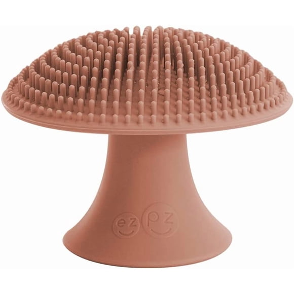 ezpz Mushroom Sponge (Sienna) - 100% Silicone Reusable Durable Long-Lasting Hypo-Allergenic Sponge with Suction Base for Cleaning Dishes, Cookware and Feeding Accessories
