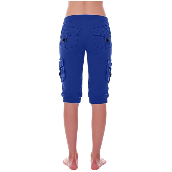 Women's Quick Dry Hiking Capris Stretch Lightweight Outdoor Travel Cargo Pocket Cropped Pants Blue S