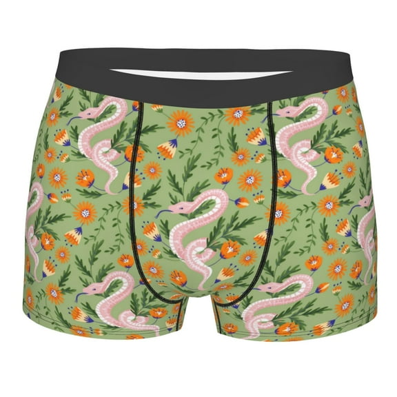 JUNZAN Snake And Floral Mens Underwear Boxer Briefs for Men’s - Large