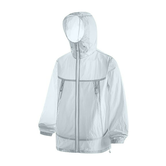 uublik Windbreaker Jacket Women Waterproof Rain Coat with Hood for Travel Windbreaker Sky Blue Clothes