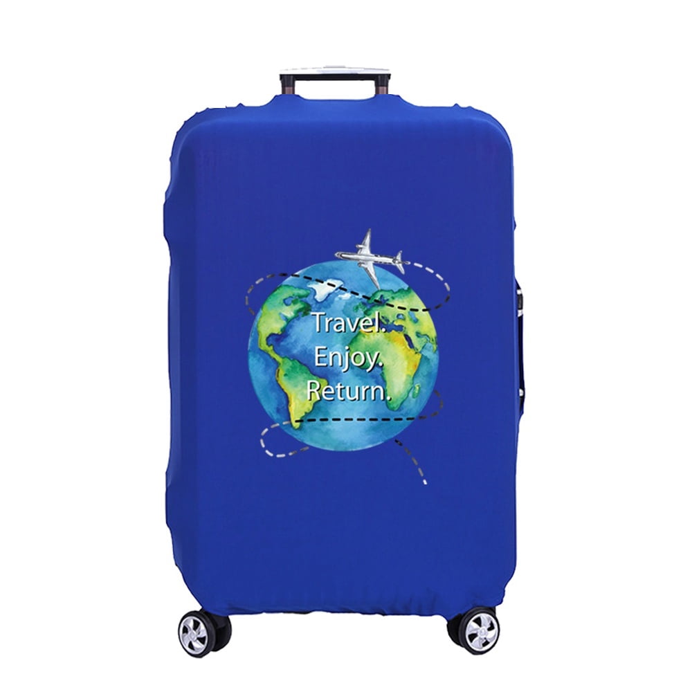 Luggage Cover Suitcase Protector Enjoy Return Letter Thicker Elastic Dust Covered for 18-32 Inch Trolley Case Travel Accessories blue L