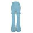 thumbnail image 4 of Women's Casual Workwear Sweatpants Casual Solid Color Pockets Wide Leg Sweat Pants Workwear Length Pants Light Blue XL, 4 of 5