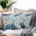 thumbnail image 2 of Waterproof Throw Pillow Covers Set of 2, 20x20 Inch Spring Summer Floral Decorative Pillowcases Outdoor Pillow Slip Cushion Covers Set for Couch Tent Watercolor Summer Dragonfly, 2 of 7