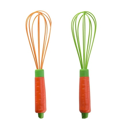 

2pcs Silicone Whisk Manual Egg Blender Food Mixer with Carrot Shaped Handle Egg Beater Balloon Whisk for Blending Stirring (Green