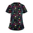 thumbnail image 3 of Scrub Tops Women Breathable Printed V Neck Plus Size T-Shirts Short Sleeve Professionals Soft Stretch Workwear Shirt with Pockets navy Small, 3 of 4