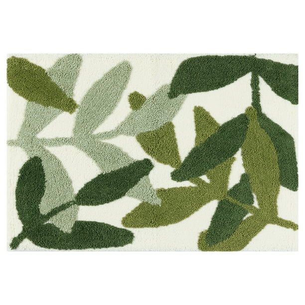 Alfombra de baño REGALWOVEN antideslizante de felpa suave para el suelo del baño, bañera y ducha Hoja-1 18" x 26"