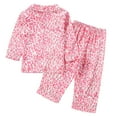 thumbnail image 2 of 2 Piece Girls Boys Print Satin Pajama Set Button Down Long Sleeve Top and Pants Sleepwear, 2 of 3