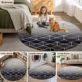 thumbnail image 5 of Blue Geometric Round Area Rug 7Ft Washable Circle Rugs for Dorm Laundry Room, Modern Abstract Gradient Marble Non-Slip Carpet Floor Mats Indoor Outdoor Carpet Runner Aesthetic Home Decor, 5 of 8