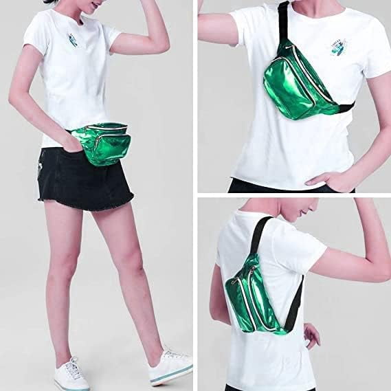 EONQY Waist Bag, Holographic Fanny Pack for Women/Men Waterproof Resistant Crossbody Waist Bag with Adjustable Belts for Travel, Party, Festival Rave, Running, Hiking
