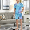 thumbnail image 7 of joogoo Men's Pajama Set Starry Light Blue Sky V-Neck Pj Shorts Set 2 Piece Loungewear Sleepwear M, 7 of 7
