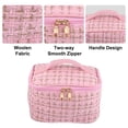 thumbnail image 4 of Unique Bargains Makeup Bag Cosmetic Travel Bag Case Woolen Large Makeup Bag Organizer Bag for Women Plaid Pattern Pink, 4 of 6