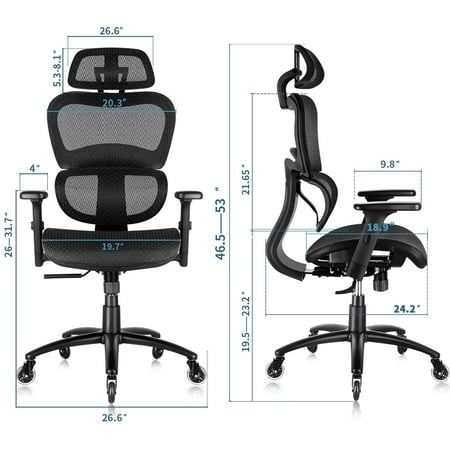 SUNNOW Ergonomic Office Chair, Mesh Desk Chair with Lumbar Support - 3D