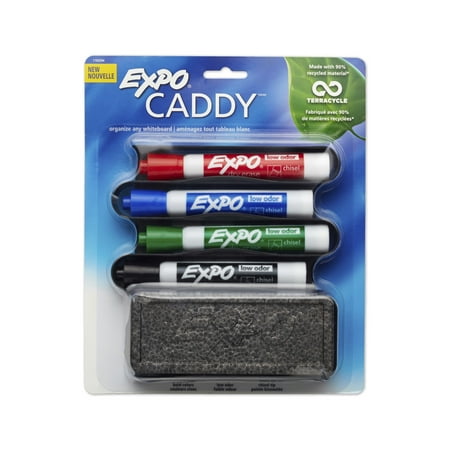 EXPO Mountable Whiteboard Caddy, With 4 Markers/Eraser, Set