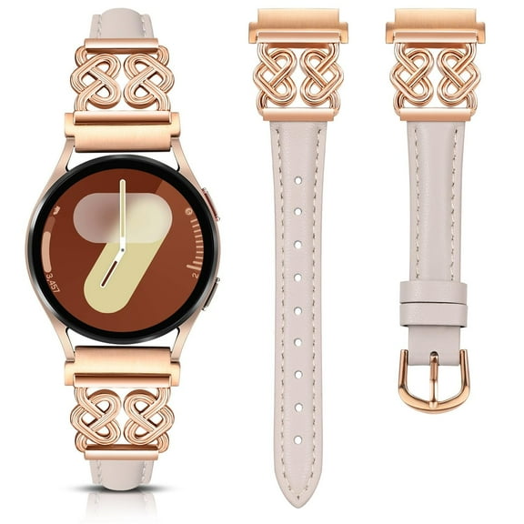 Wearlizer Leather Band Compatible with Samsung Galaxy Watch 7/6/5/4/Active 2 band Women, 20mm Slim Leather Strap with Celtic Heart Knot for Watch 6 Classic/FE