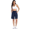 thumbnail image 5 of Cadmus Women's Casual Comfy 9" Bermuda Shorts Yoga Walking Running Drawstring Shorts with Pockets, 5 of 9