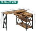thumbnail image 2 of DWVO 360° Free Rotating Sofa Side Table, Mobile Couch Desk with Storage Drawer and Shelves, Movable Snack Table for Home Office, Rustic Brown, 2 of 7