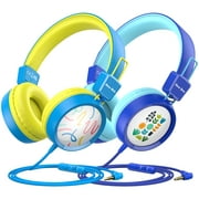 Kids Headphones with Microphone Over-Ear Earphones for Children Boys Girls, Volume Limited Safe 85dB/94dB Foldable Headset w/Mic