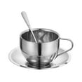 thumbnail image 2 of Stainless Steel Cappuccino with Saucer and Spoon,Coffee Mugs,Unbreakable Coffee Cup Tableware Set , 180ml, 2 of 7