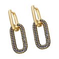 thumbnail image 4 of 1 Pair Woman Earrings Colorful Rhinestone Earring Plating Fashionable Copper Ear Jewelry Decorations for Party Present Gold Blue Crystal, 4 of 8