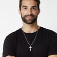 thumbnail image 3 of Turandoss Cross Necklaces Gifts for Men 14K White Gold Plated Dainty Box Chain Trendy Jewelry Birthday Anniversary Valentines Day Gifts for Men Husband Boyfriend, 3 of 7